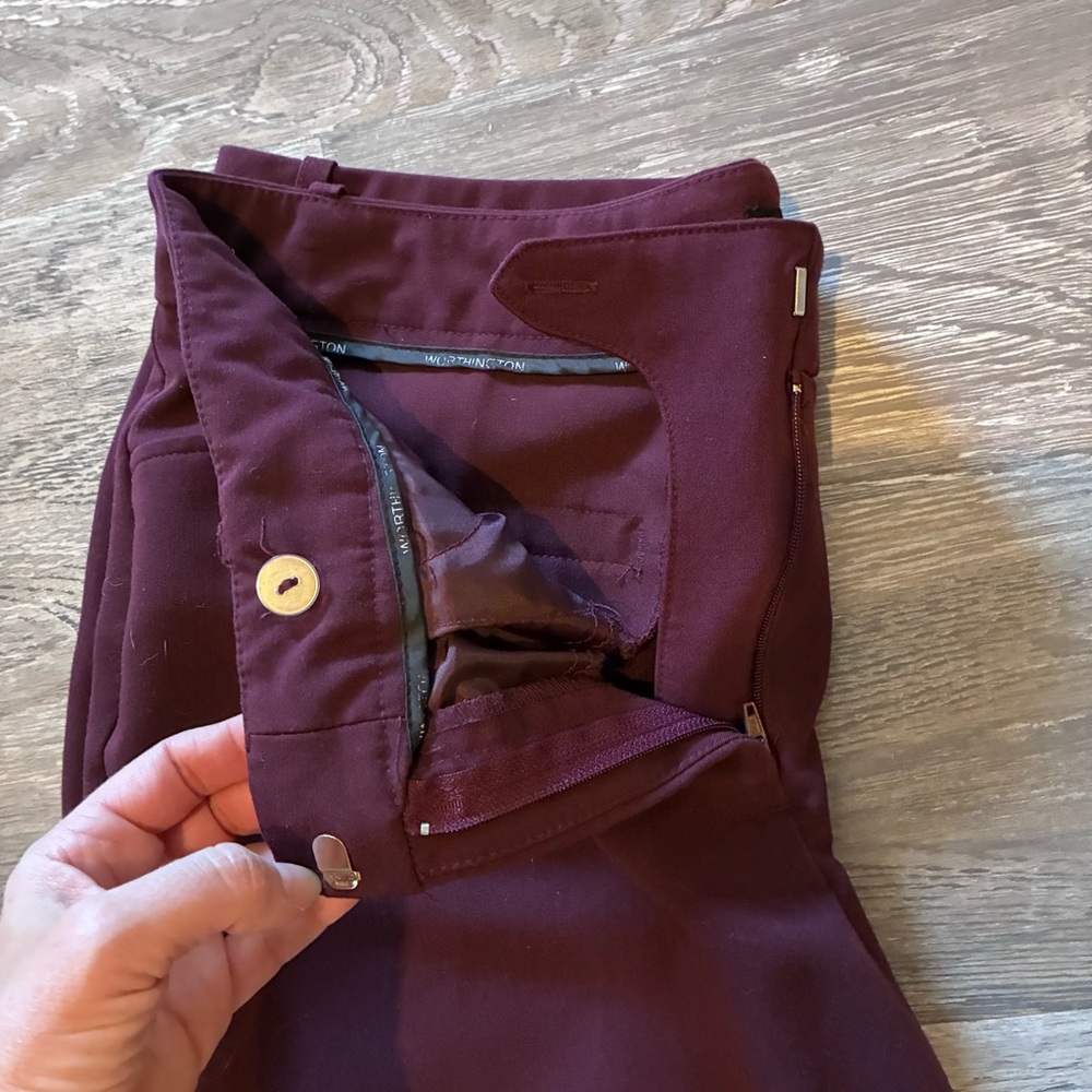 Worthington Wide Leg Pants Burgundy Size 10 - Picture 4 of 5
